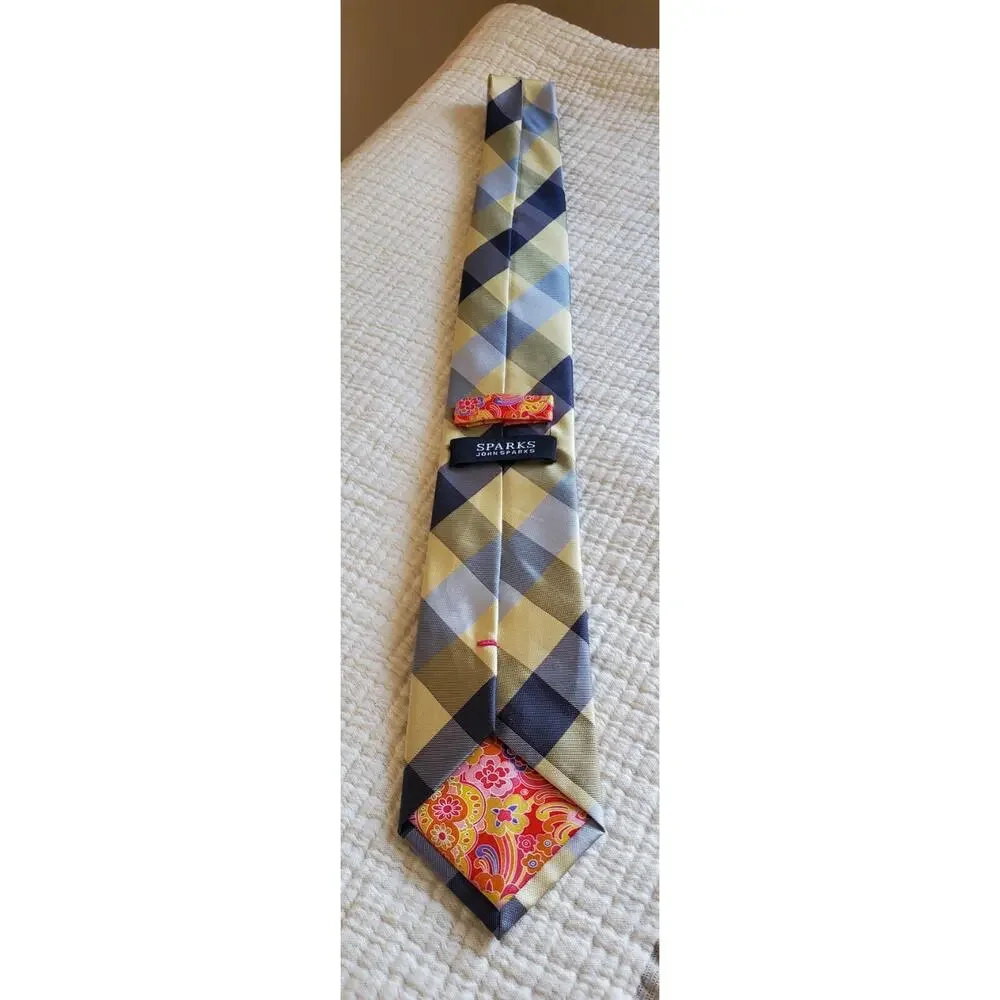 John Sparks Blue, Beige,‎ Gold Tie With Colorful Lining